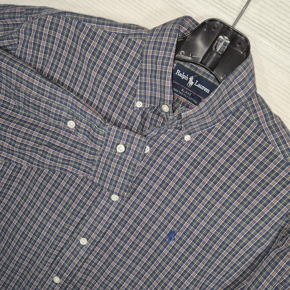 Ralph Lauren Blake Plaid Shirt‎ Men's Small Navy Tartan Button Down